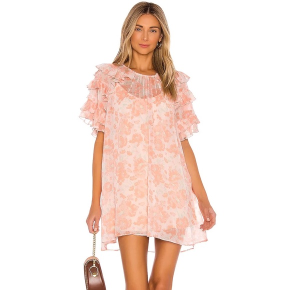 Tularosa Marlena Slip Dress In Blush Poppy Floral - Picture 1 of 7